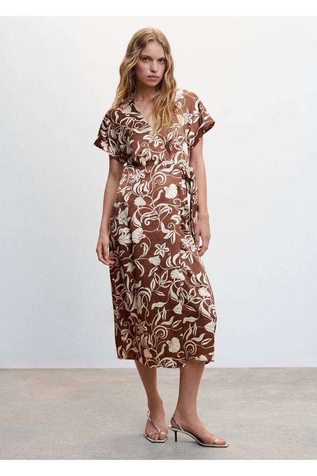 Desenli Anvelop Kesim Elbise - 2