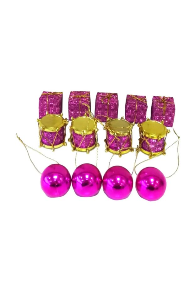 Christmas Tree Ornament Set 13 Pieces 3cm Gift Package, Snare Drum And Ball Tree Ornament Set Pink Tree Ornament Set