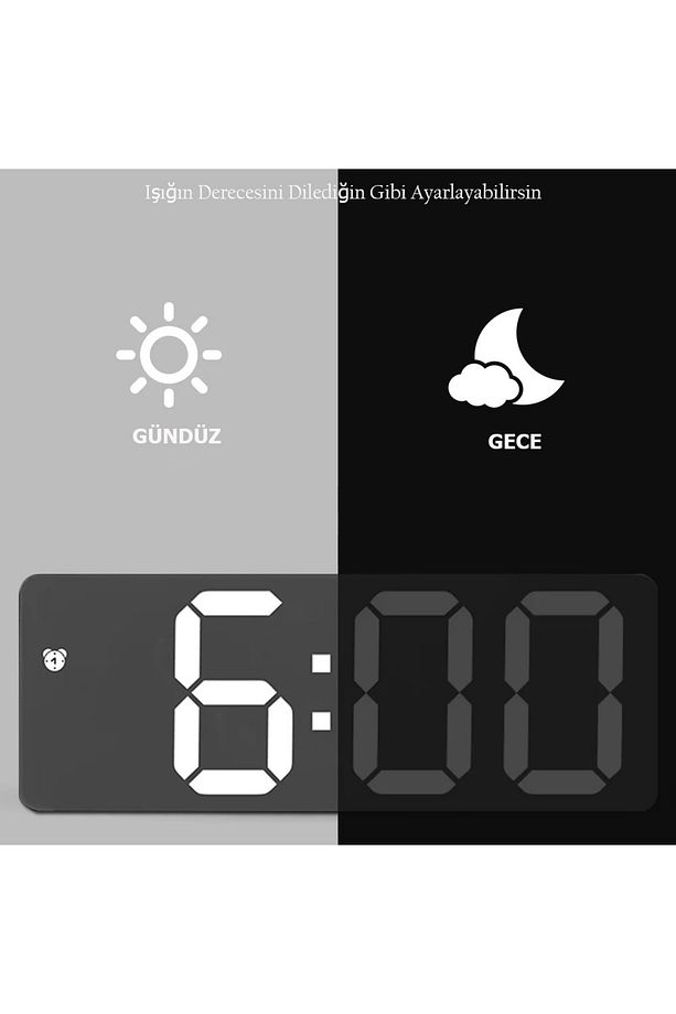 Led Dijital Masa Saati Alarm Termometre Tarih Masaüstü Saat - 4