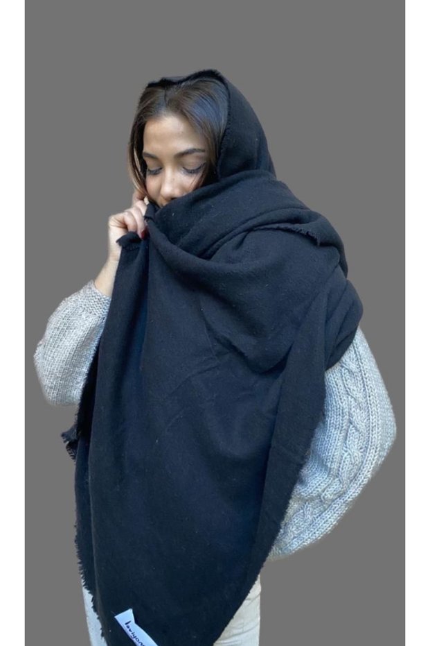 Luxury black wide scarf & shawl