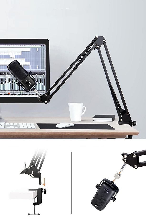 Masa Üstü Mikrofon Tutucu Stand Ayarlanabilir Canlı Yayın Yayıncı Mikrofon Tablet Tutucu Stand ST-35 - 5