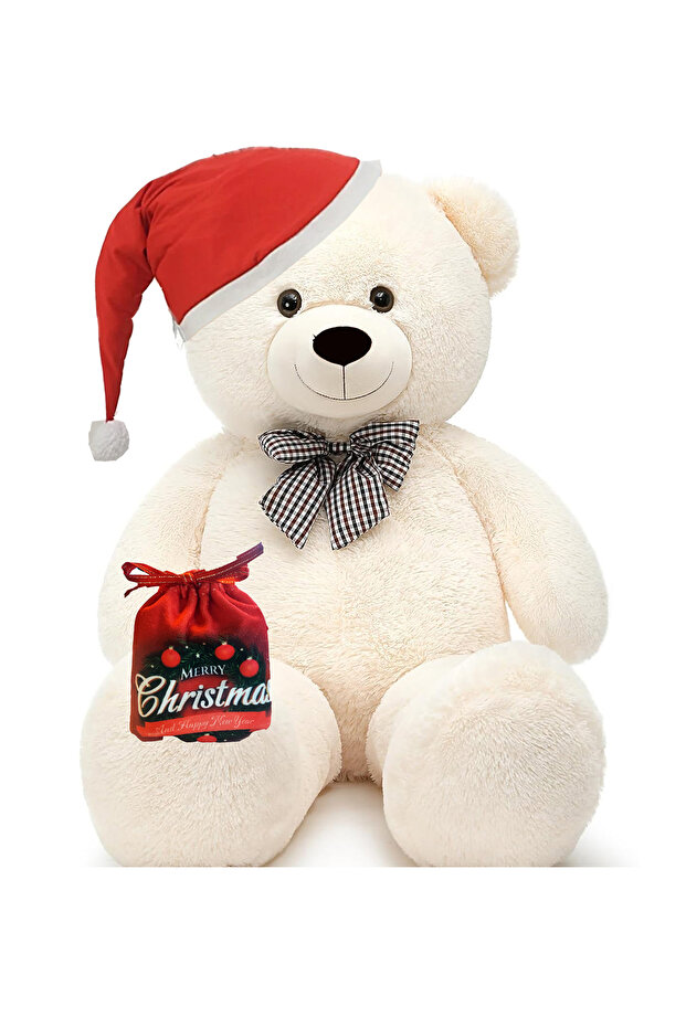 Chocolate New Year Special "Merry Christmas" 90 CM Plush Bear with Pouch and Christmas Hat and Bow Tie