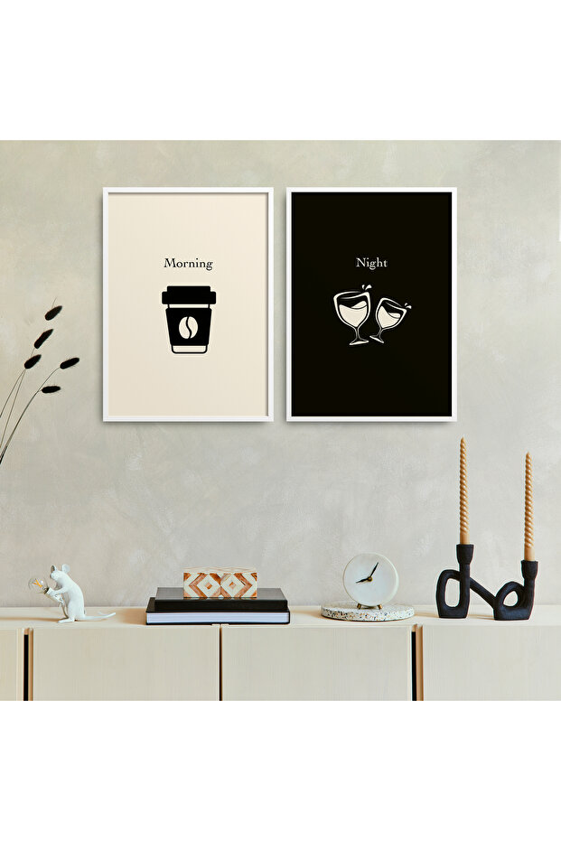 Set of Two Framed Painting Morning Night Set Poster Painting Double11