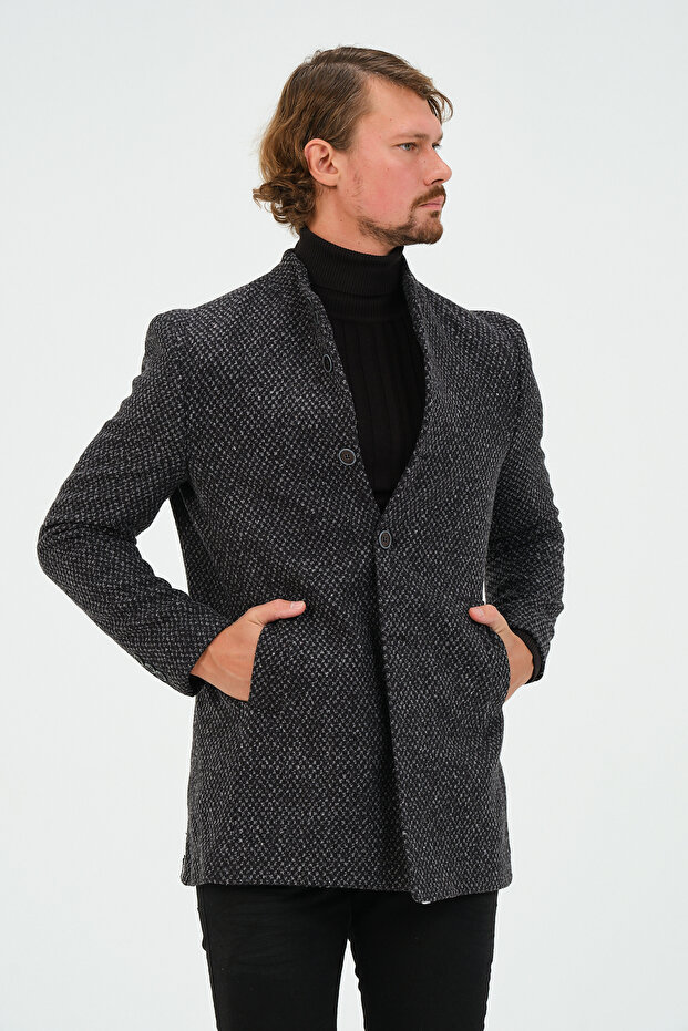 سترة رجالية أنثراسايت بقصة ضيقة وسترة عادية - 3