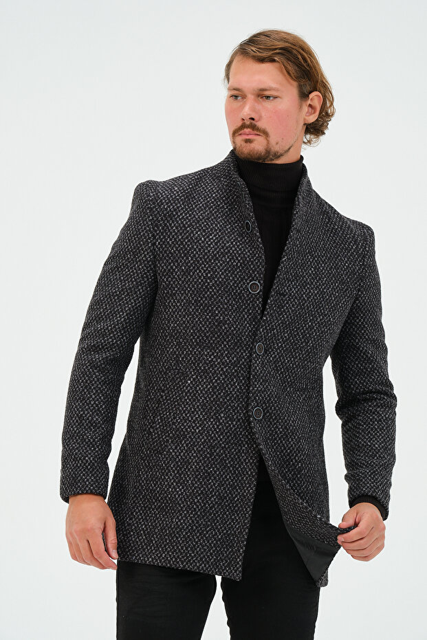 سترة رجالية أنثراسايت بقصة ضيقة وسترة عادية - 1