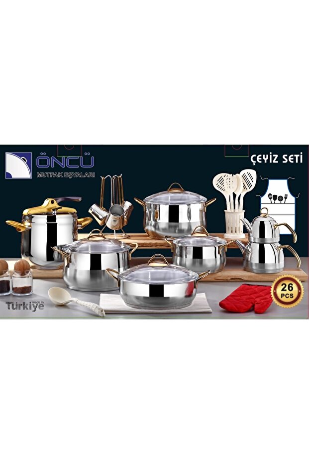 ÖNCÜ 26 PARÇA ÇELİK TENCERE SETİ - 1
