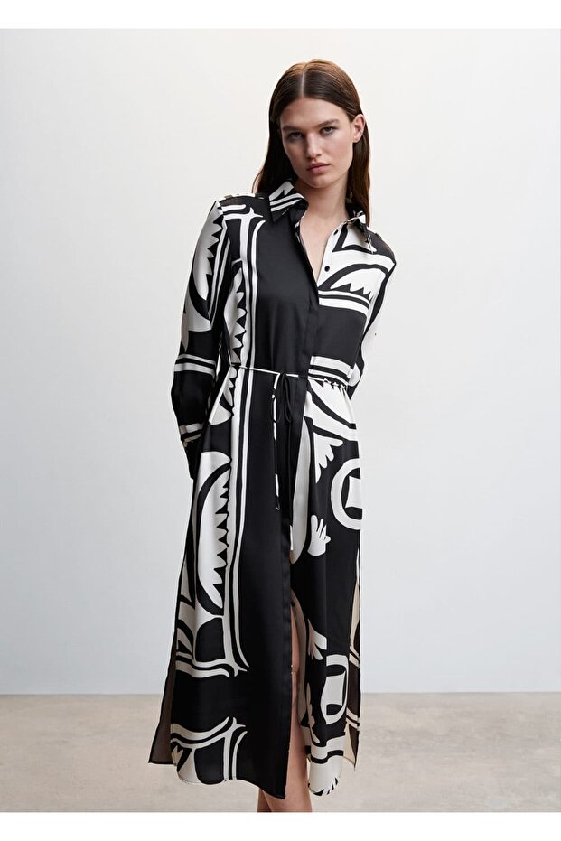 Saten Gömlek Elbise - 1