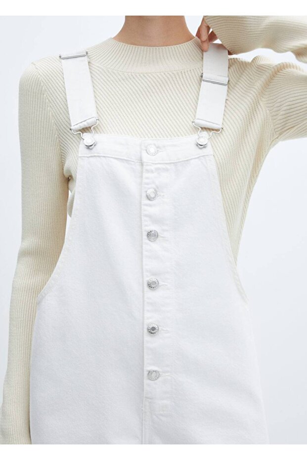 Düğmeli kot tulum - 5