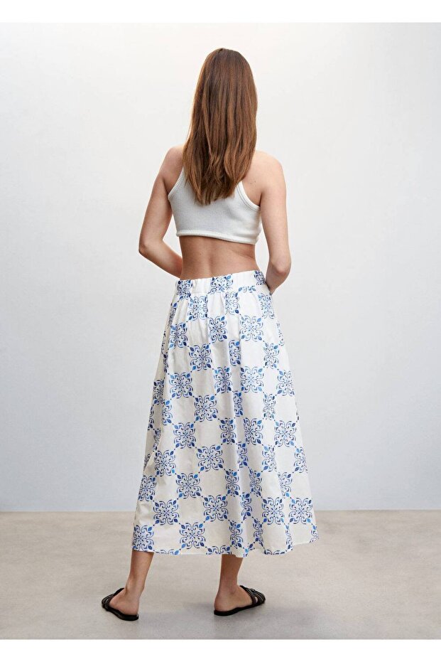 Fustă cu model cu guler - 4
