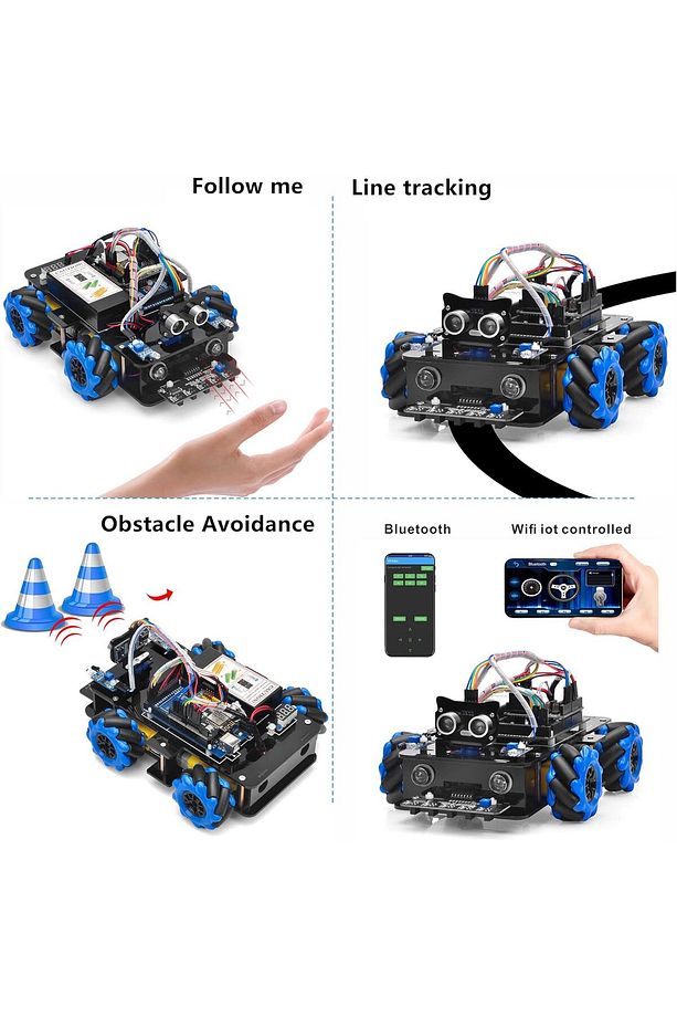 Omni Yönlü Mecanum Tekerlekler Robot Araç Kiti Arduino Mega2560 Raspberry Pi STEM - 2