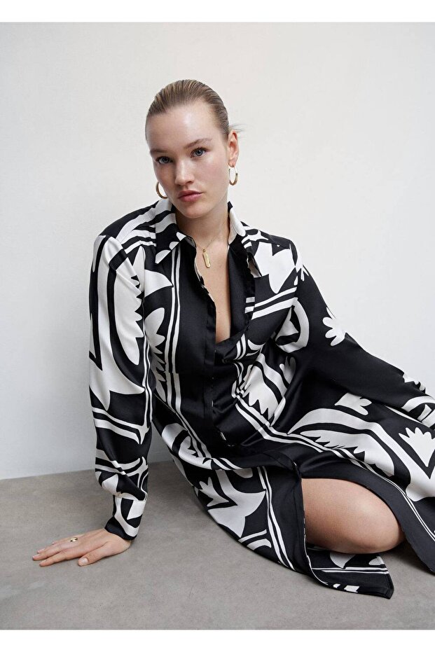 Saten Gömlek Elbise - 6