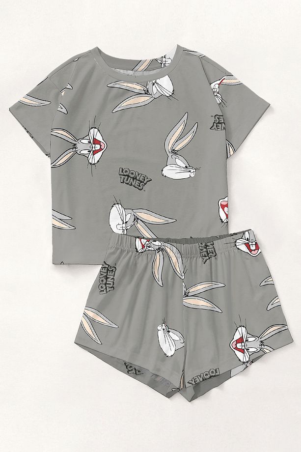 Kadın Pijama Kısa Kol Şort Pijama Takımı Bugs Bunny - 1