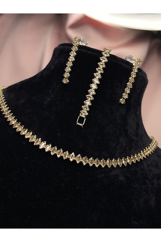 Mekik Model Su Yolu Taşlı Çelik Set Takım - 4