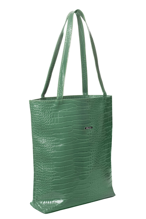 حقيبة كتف تمساح خضراء منقوشة - 2