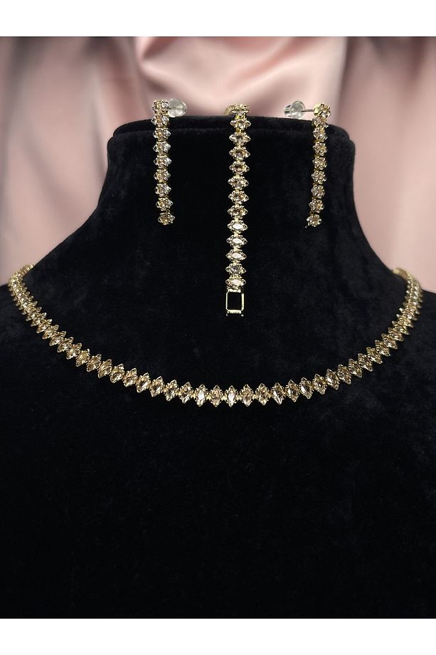 Mekik Model Su Yolu Taşlı Çelik Set Takım - 5