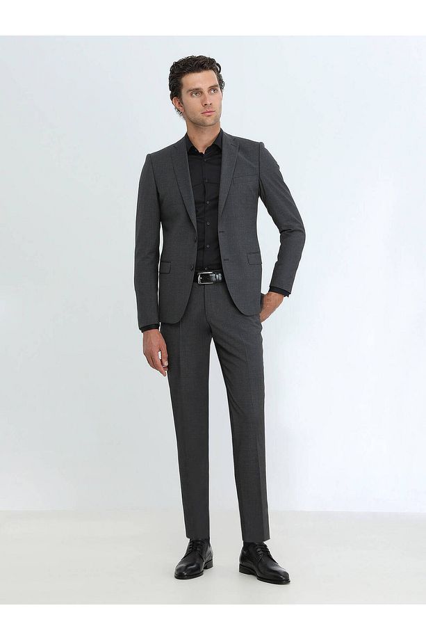 Mona Yaka Tek Yırtmaç Ekstra Slim Fit Yün Karışımlı Basic 6 Drop Klasik Takım Elbise - 3