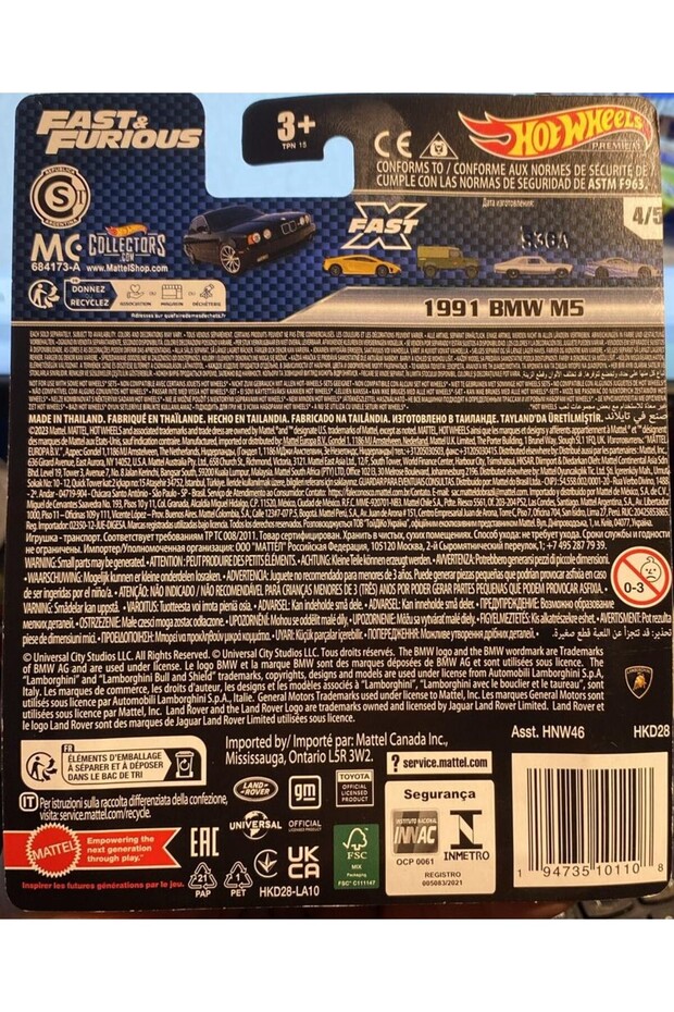 FAST FURIOUS 1991 BMW M5 1:64 Ölçek Hotwheels Premium - 2