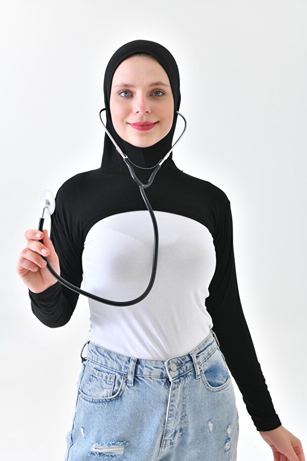Nurses Doctor Apron Physiotherapist Stethoscope with Black Healthcare Workers Bone Oversleeve Neck Collar - 4