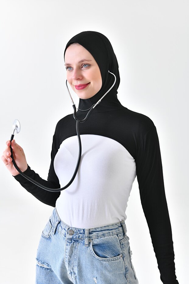 Nurses Doctor Apron Physiotherapist Stethoscope with Black Healthcare Workers Bone Oversleeve Neck Collar - 7