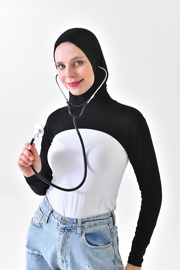 Nurses Doctor Apron Physiotherapist Stethoscope with Black Healthcare Workers Bone Oversleeve Neck Collar - 5