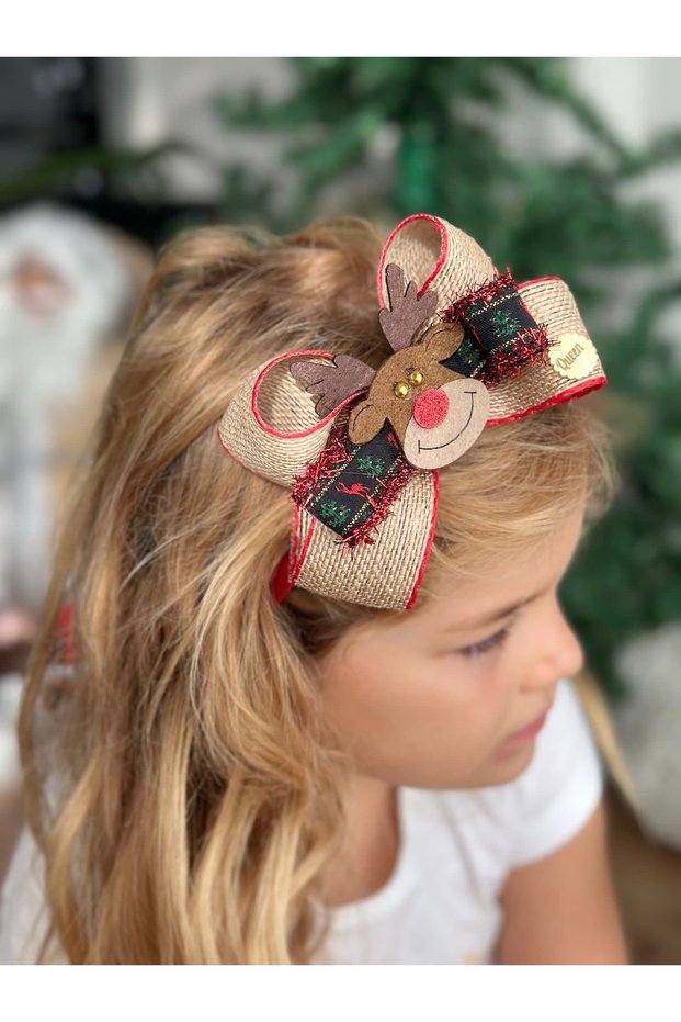 New Year's Special Design Luxury Glittering Deer Straw Fancy Bow Velvet Women's Children's Crown Party Crown