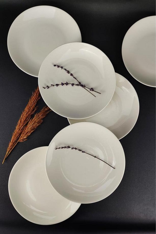 6'lı Deniz Form Porselen Servis Tabağı Seti 24 Cm Krem – Tl4034835 C320.225 - 2