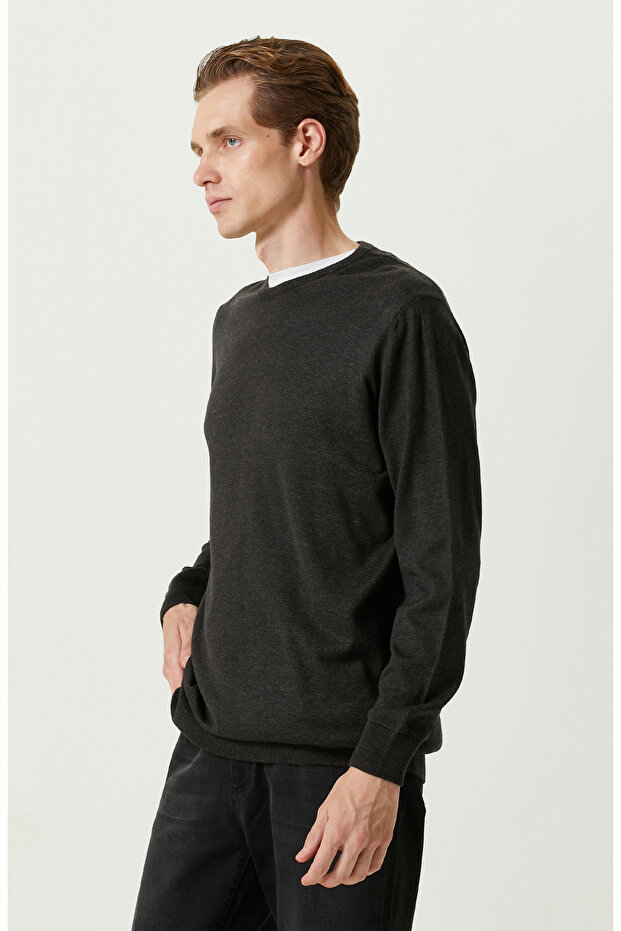 Antrasit Bisiklet Yaka Kazak - 3