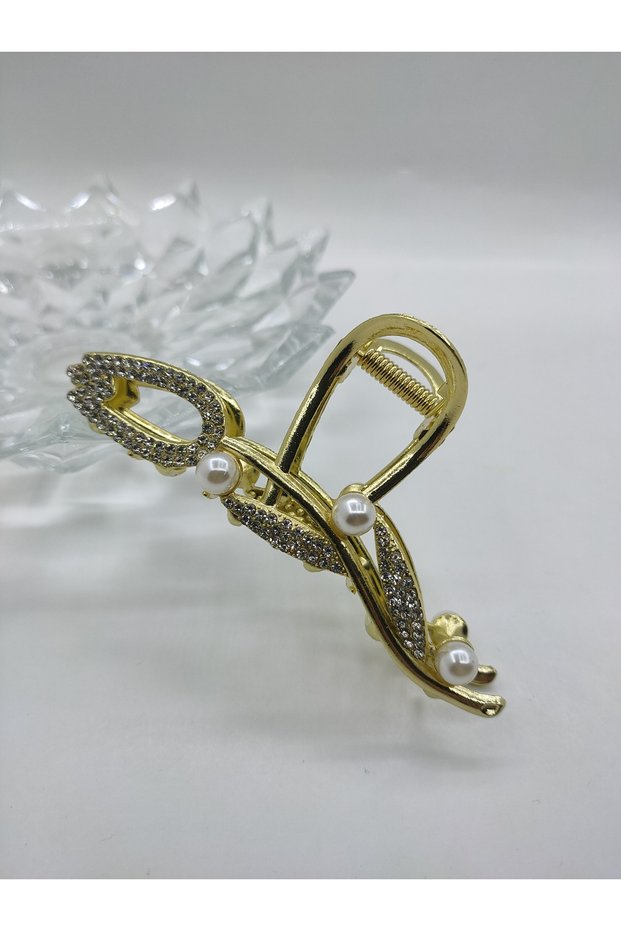 Rose Model Metal Latch Buckle with Stone and Pearl Detail