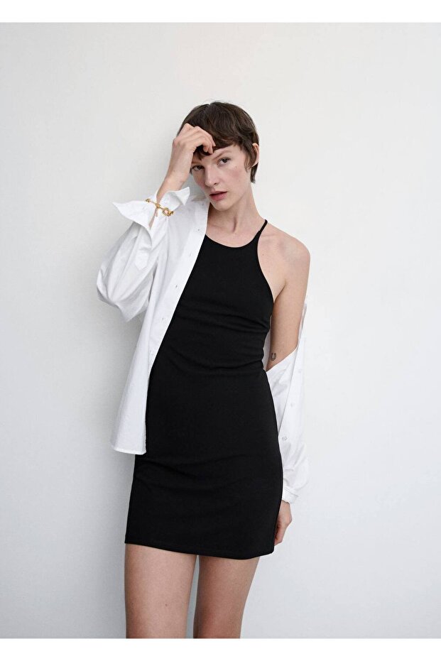 Sırtı Anvelop Kesim Elbise - 8