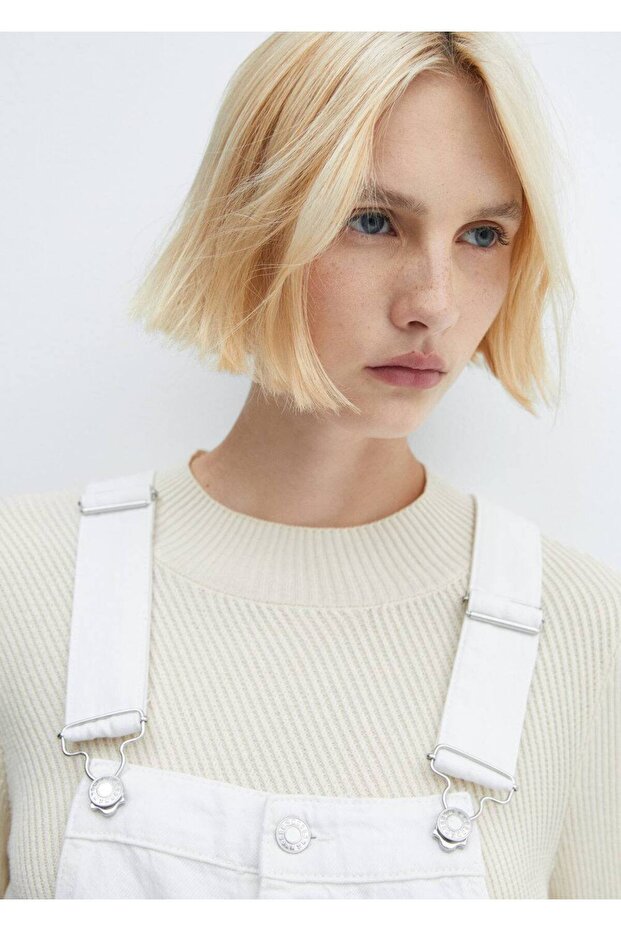 Düğmeli kot tulum - 7