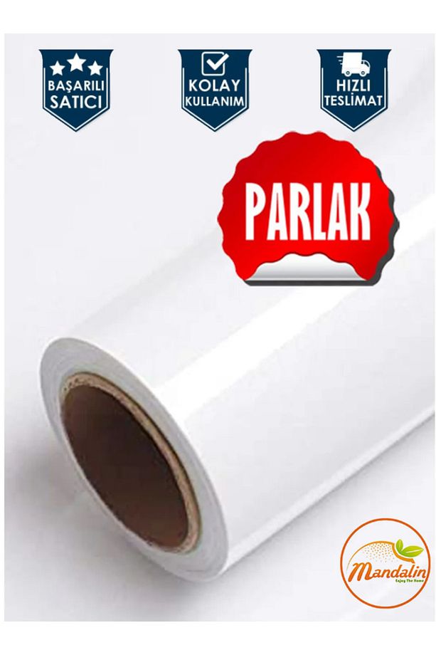 PARLAK YAPIŞKANLI FOLYO - 100CM X 5 METRE BEYAZ EŞYA VE DOLAP KAPLAMA FOLYOSU- KENDİNDEN YAPIŞKANLI - 4