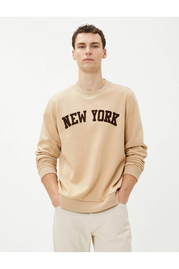 4WAM70116MK Koton Men's Sweat BEIGE