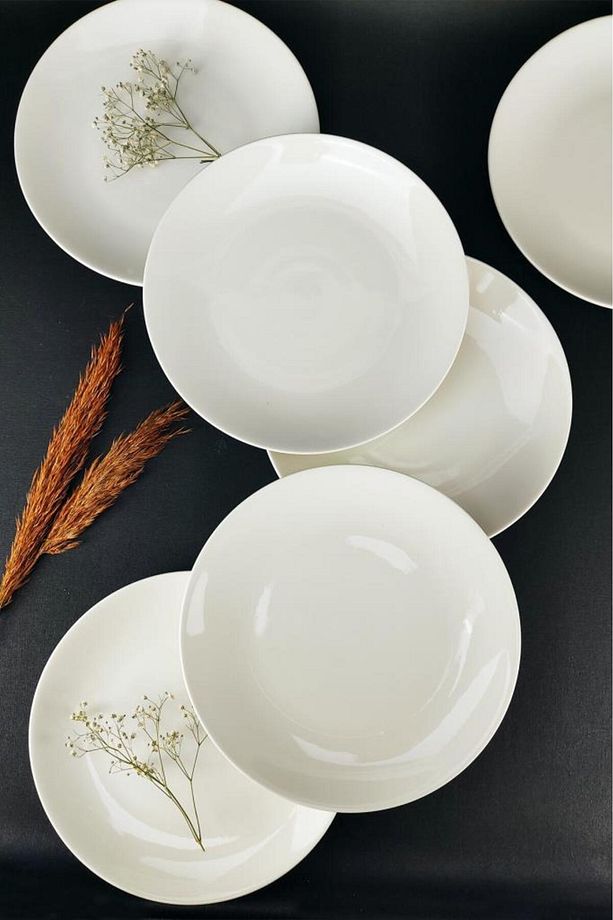 6'lı Deniz Form Porselen Servis Tabağı Seti 24 Cm Krem – Tl4034835 C320.225 - 1