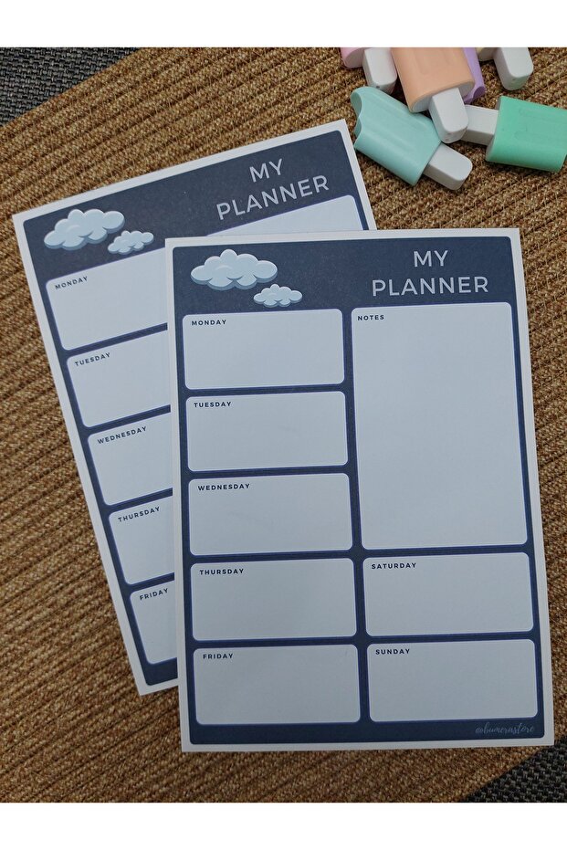 دفتر ملاحظات غير مبطن منقوش باللون الأزرق السحابي - دفتر ملاحظات - مذكرة A5 - 1