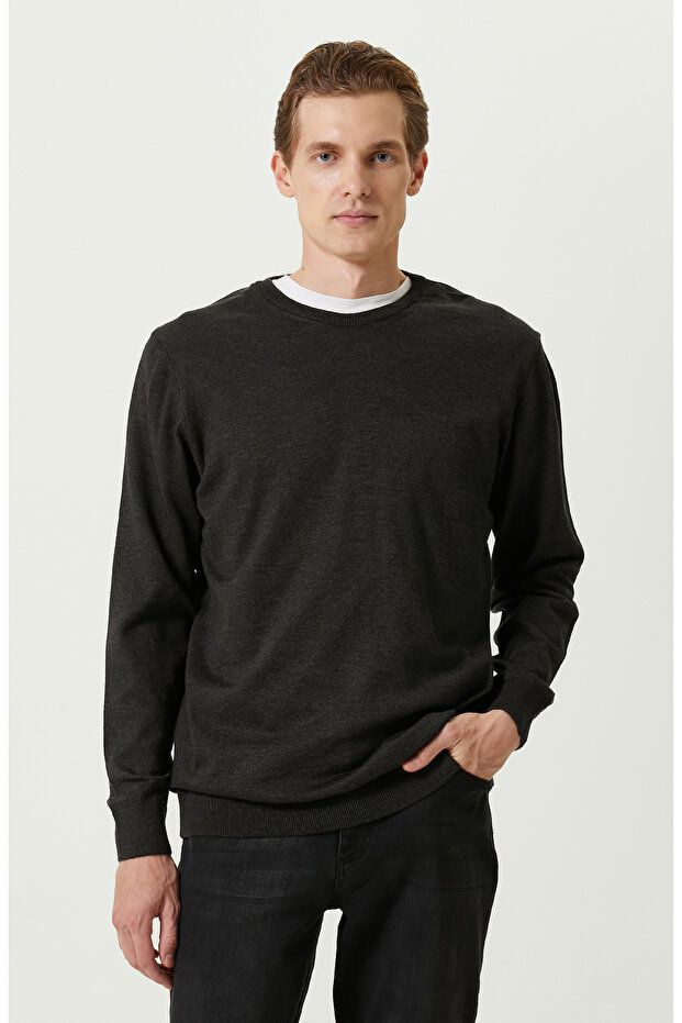 Antrasit Bisiklet Yaka Kazak - 1