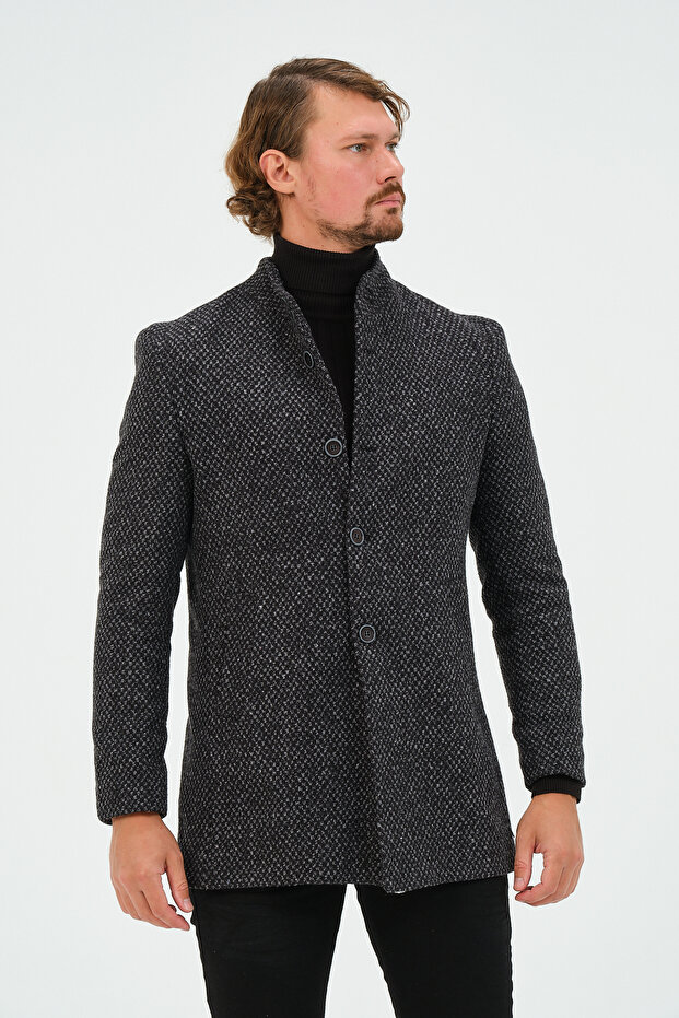 سترة رجالية أنثراسايت بقصة ضيقة وسترة عادية - 4