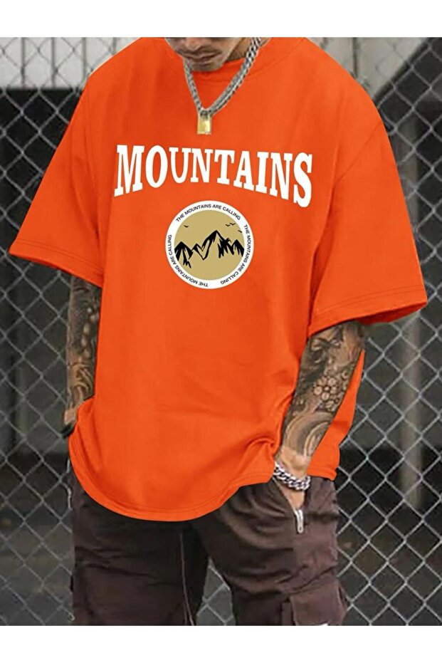 MOUNTAINS PRINTED OVERSIZED UNISEX T-SHIRT