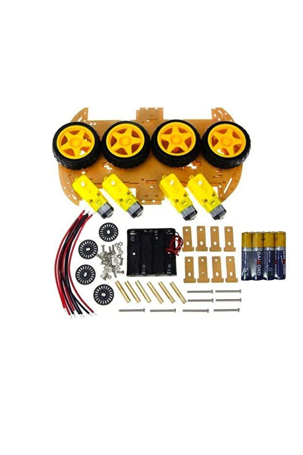 Arduino Araba Gövdesi 4WD Çok Amaçlı Mobil Robot Araba Platformu + 4lü Pil - 3