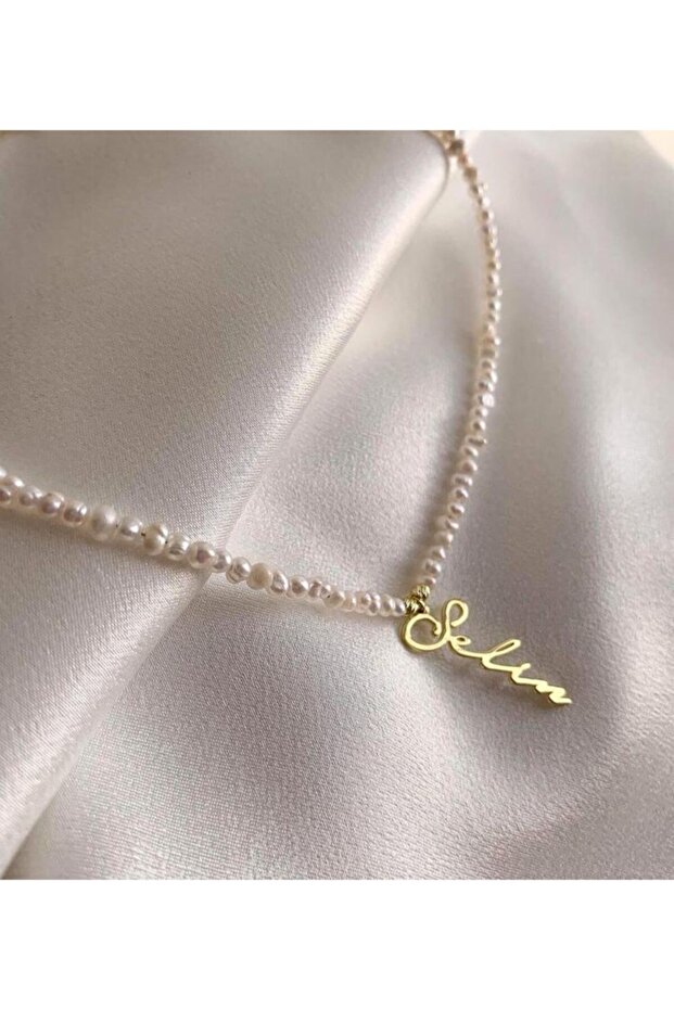 925 Ayar Gümüş Isimli Inci Kolye - 1