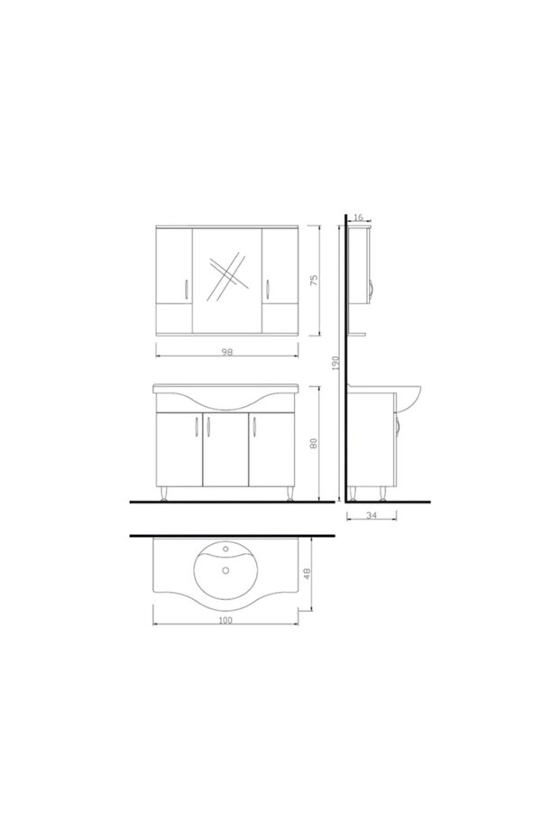 Trend 100 cm Mdf Banyo Dolabı - 2