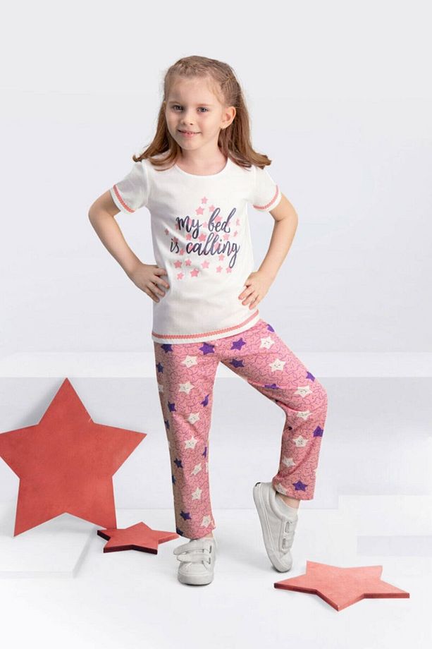 109-1 Kısa Kollu Kız Çocuk Pijama Takımı - 5