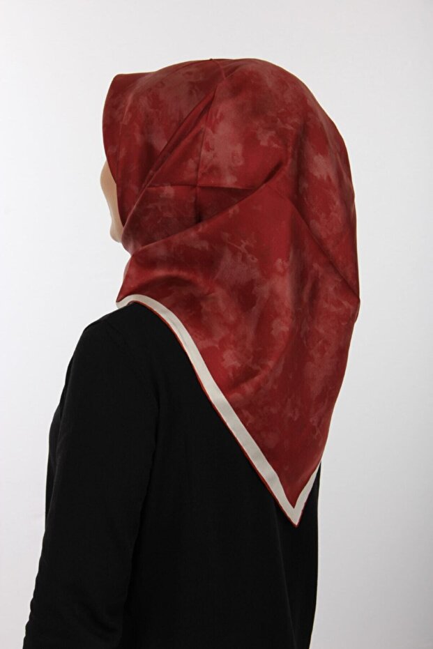 Brush Patterned 90X90 Silk Tivil Scarf - 3