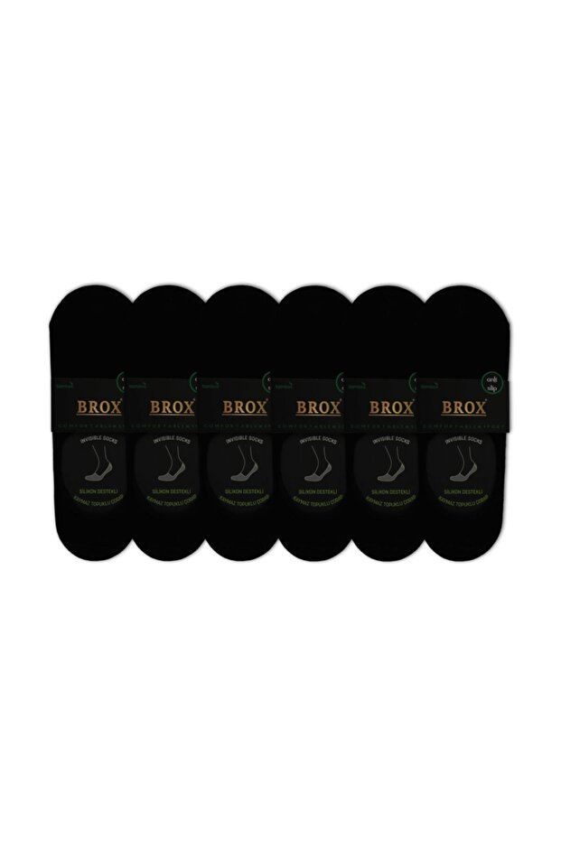 Pack of 6 Men's Black Bamboo Seamless Silicone Ballerina Socks