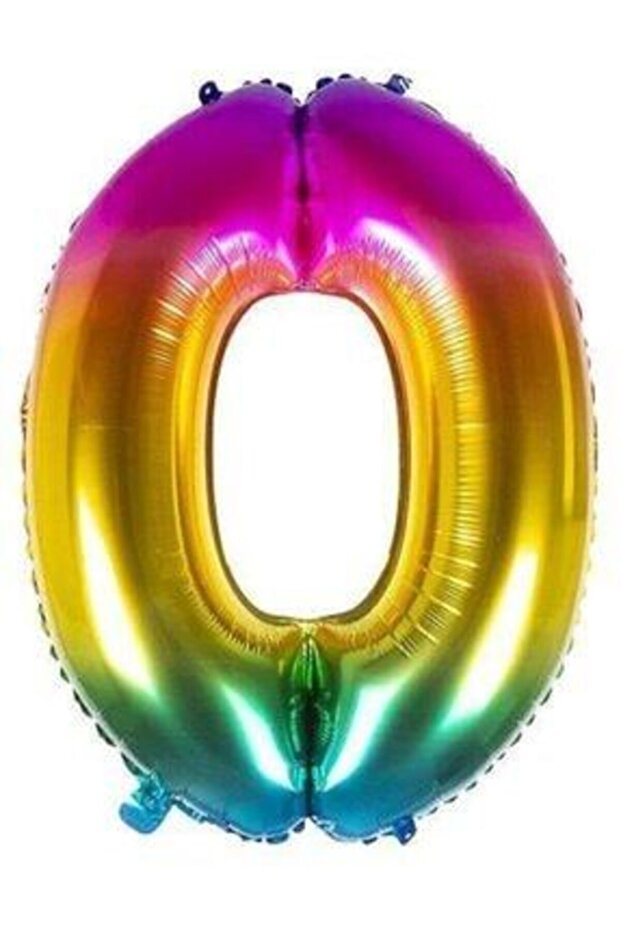 بالون فويل رقم 0 من قوس قزح 100 سم
