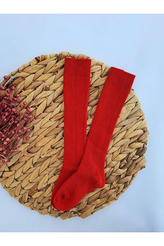 Red Knee-Cuff Baby Kids Socks