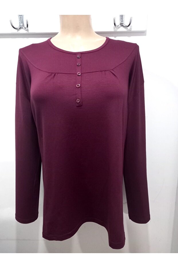 Women's Burgundy Plain Mother's Blouse