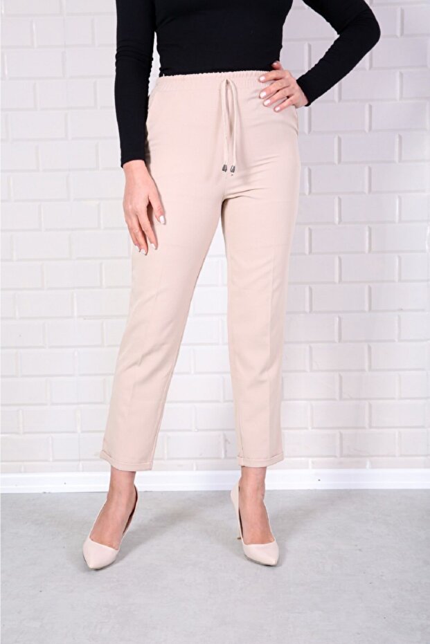 Women's Beige Carrot Pants