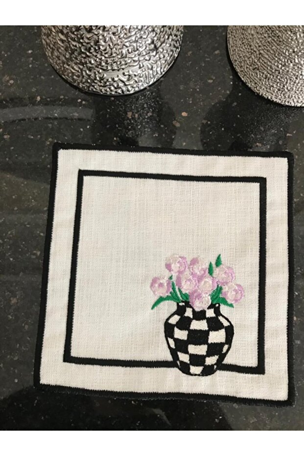 Square Vase with Lilac Flowers Cocktail Napkin Single
