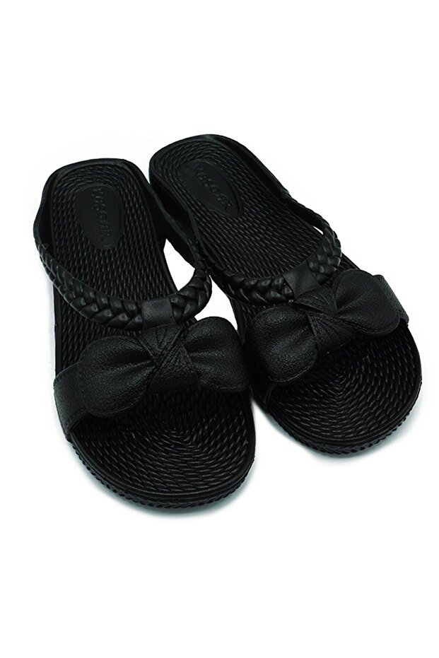 Women's Black Non-Slip Garden Pool Beach Slippers