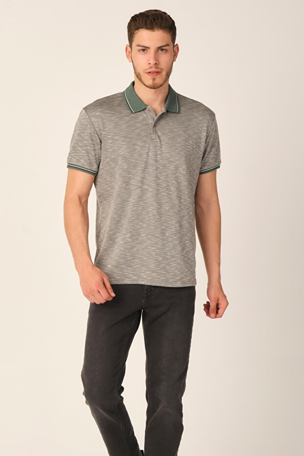 Men's Khaki Regular Fit Polo Neck T-shirt (e21-8103)